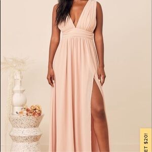 Lulus Thoughts of Hue Blush Surplice Maxi Dress Size Large